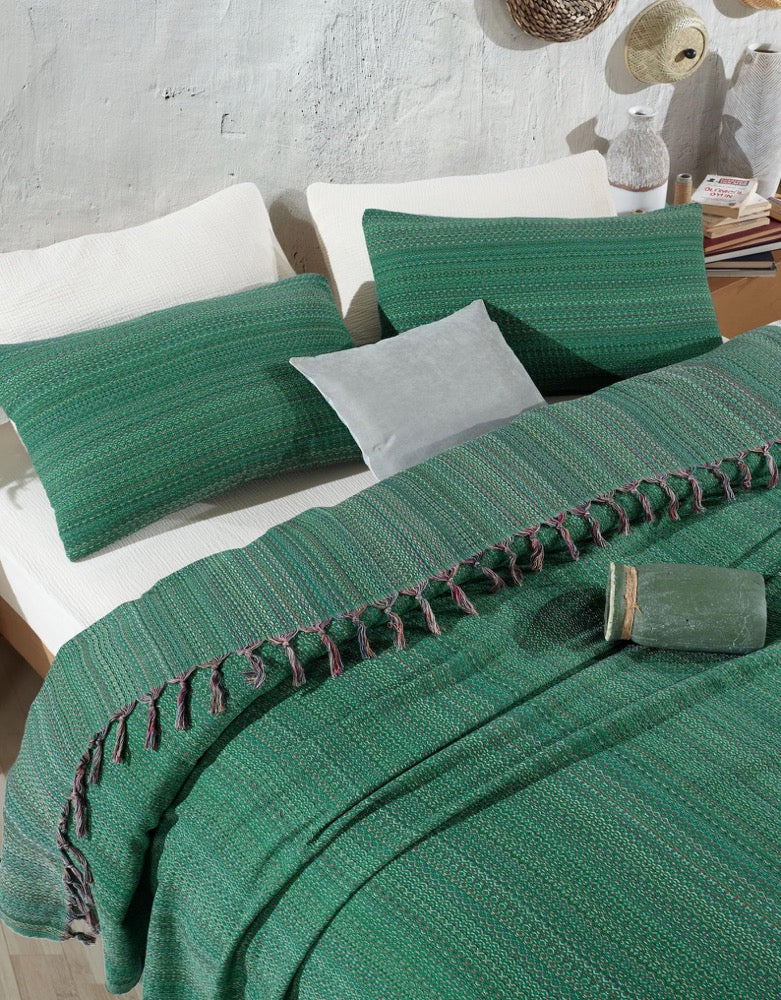 Organic Cotton Turkish Throw Blanket: Bohemian Queen Size Bedspread